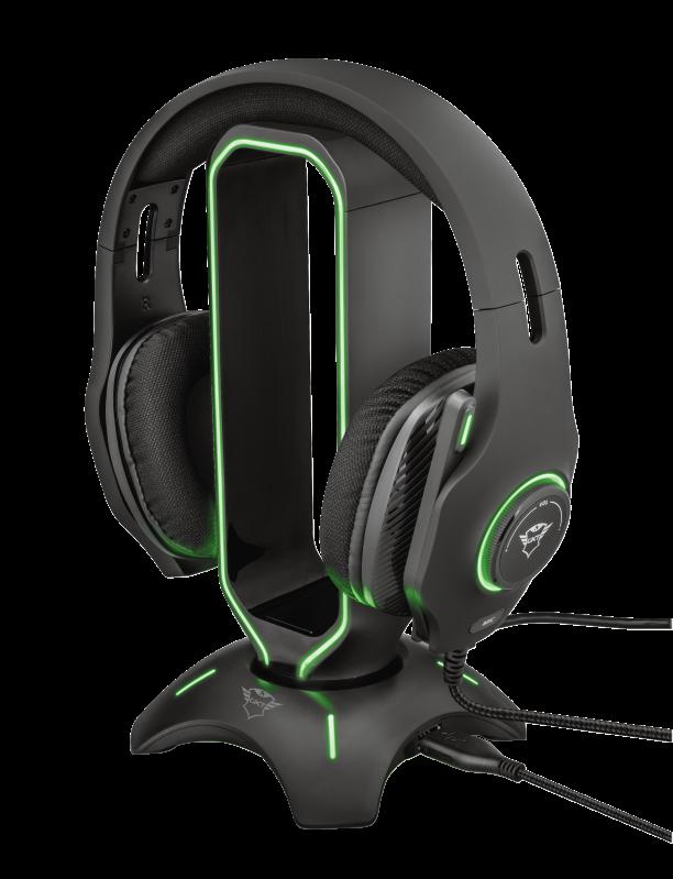 Qëndrim për kufje Trust GXT 265 Cintar, RGB, 2x USB, i zi