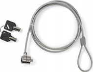 Kabëll sigurie për laptop Nedis Notebook Lock, bravë me çelës, 1.8m, metalik