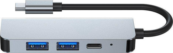 Hub USB C Tech Protect THP810GRY, 4 në 1, kompakt, gri