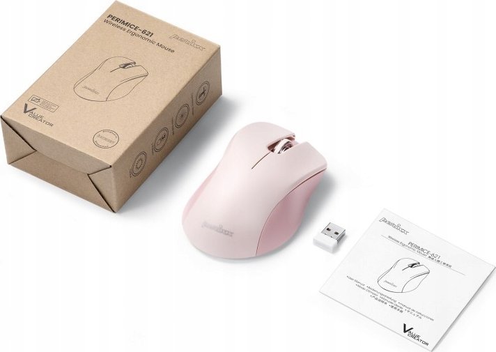 Mouse wireless Perixx PERIMICE-621, optik 1600dpi, 2.4 GHz, rozë, i qetë