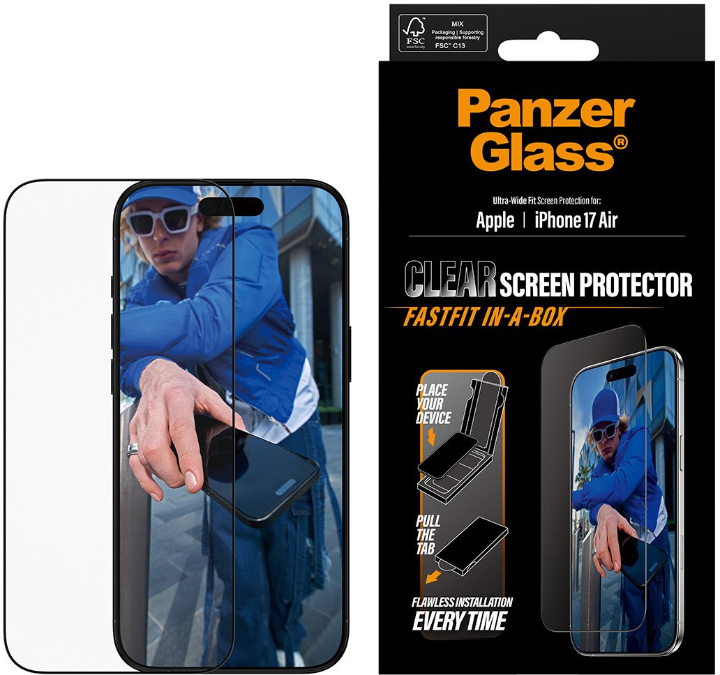 Mbrojtëse ekrani PanzerGlass për iPhone Air, Ultra Wide Fit, FASTFIT in a Box, transparente