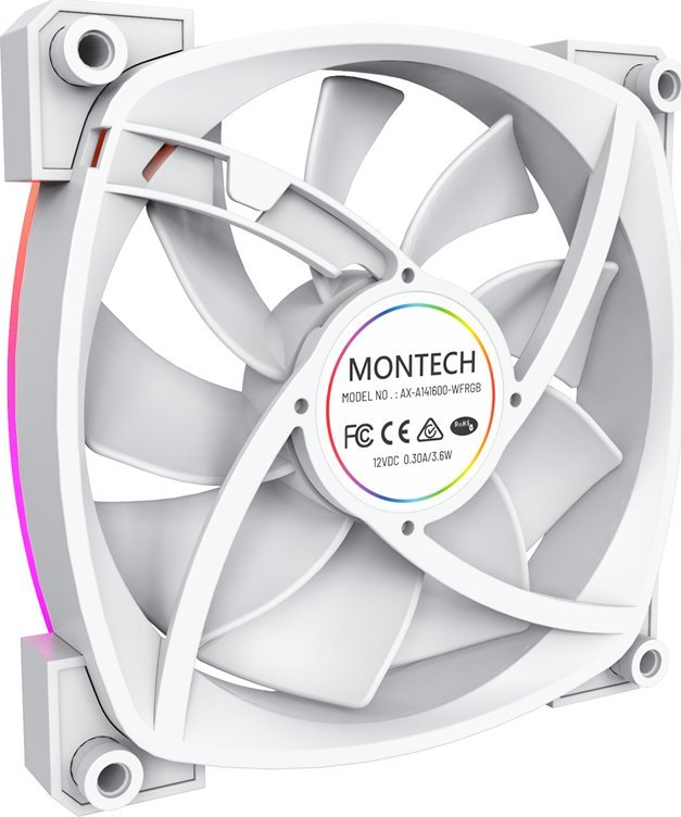 Ventilator PC Montech AX120 PWM, 120mm, ARGB, i bardhë