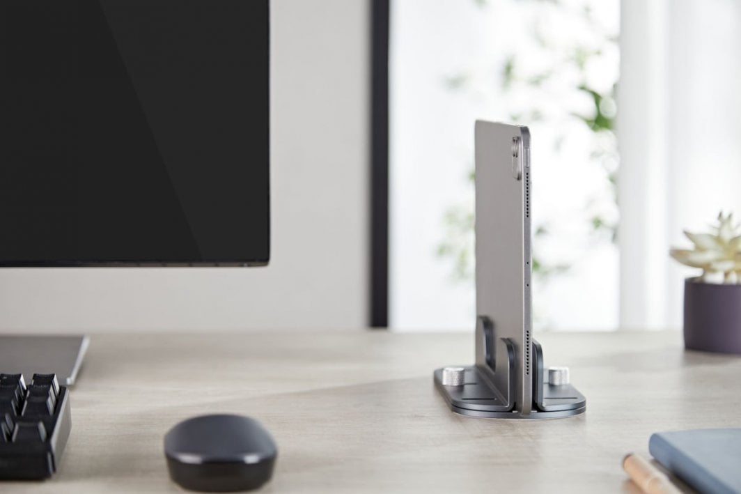 Mbajtëse vertikale për laptop Mozos H1, alumini, gri