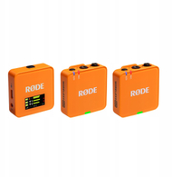 Mikrofon pa tela Rode Wireless GO Gen 3, sistem me 2 kanale, 32 bit, portokalli