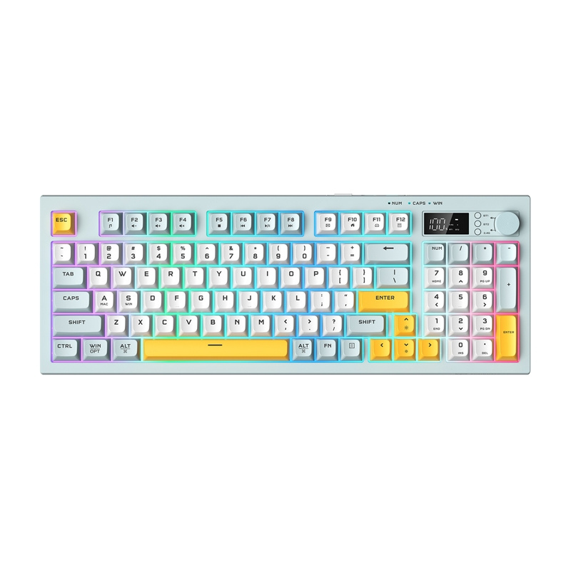 Tastierë wireless ONIKUMA G80, 94 taste, RGB, gri me të verdhë