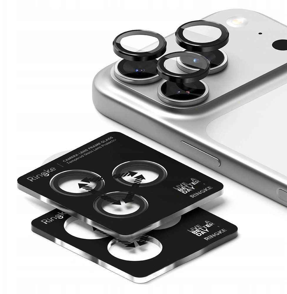 Mbrojtëse kamere Ringke Camera Lens Frame Glass, për iPhone 17 Pro 17 Pro Max, e zezë