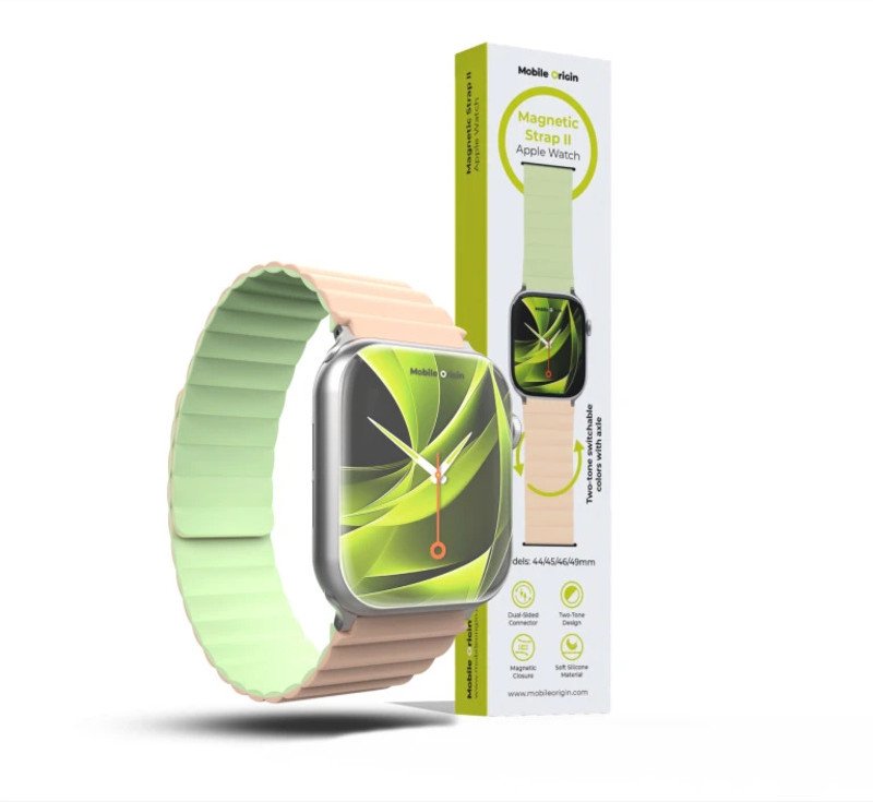 Rrip ore Mobile Origin Magnetic Watch Strap II, për Apple Watch 49mm 46mm 45mm 44mm, rozë e jeshile e çelët