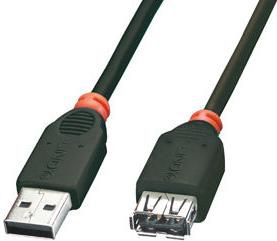 Kabllo USB Lindy USB-A M/F 31853, 0.2m, e zezë