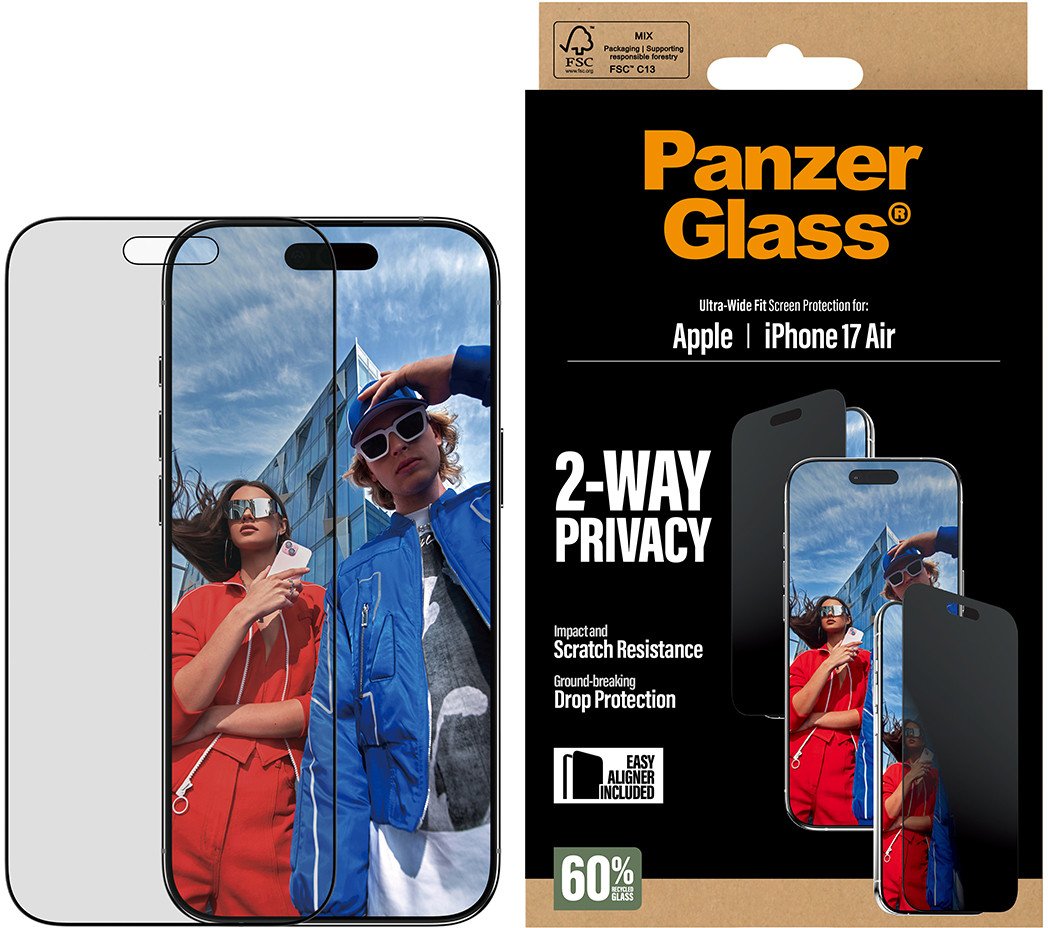 Заштитно стакло PanzerGlass 2 Way Privacy, iPhone Air, Ultra Wide Fit, проѕирно