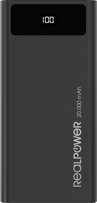 Powerbank Realpower PB-20k, 20000mAh, Power Delivery 18W, i zi