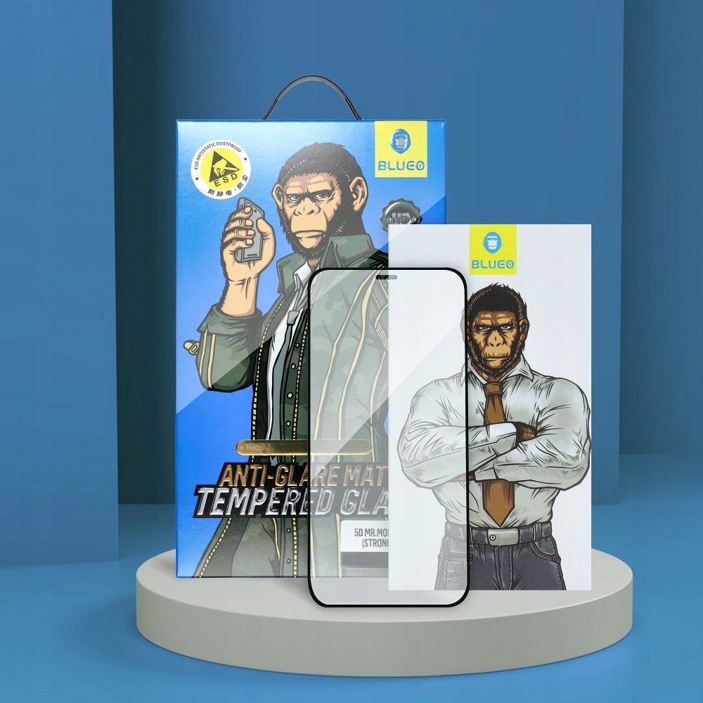 Xham mbrojtës BlueO Mr. Monkey 5D për iPhone 14 Pro Max 15 Plus, transparencë e lartë, Incognito