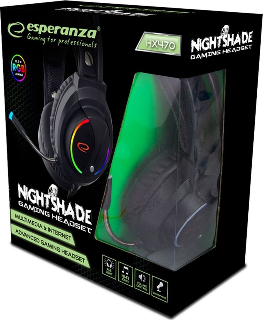 Kufje gaming Esperanza Nightshade EGH470, 3.5mm, të zeza