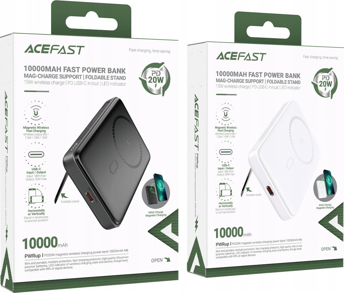 Надворешна батерија Acefast M6, 10000mAh, 20W PD, бела