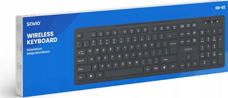 Tastierë wireless Savio KB-02, 2.4 GHz, USB, e zezë
