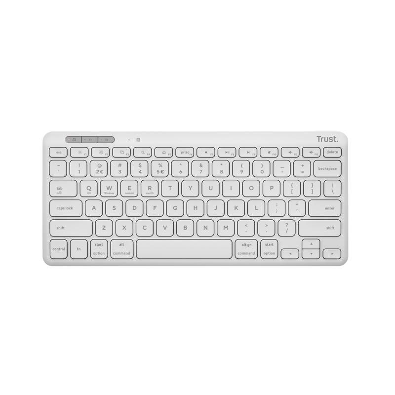 Tastierë pa tel Trust Lyra Wireless, lidhje USB A dhe USB C, rreze 10m, e bardhë