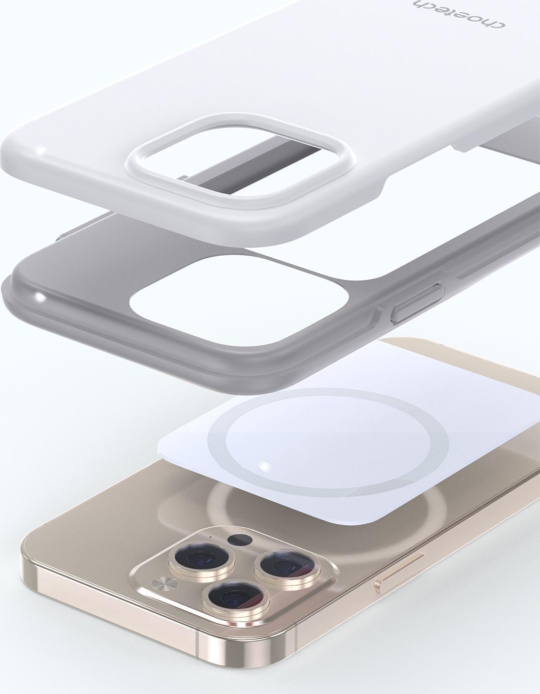 Maskë mbrojtëse Choetech MFM Anti-drop për iPhone 13 Pro, TPU PC, e bardhë