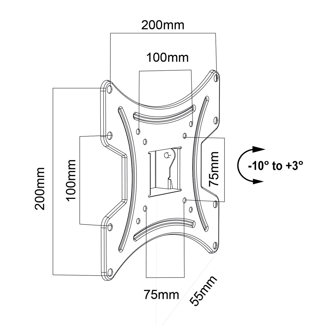 Mbajtëse muri për TV Maclean MC-414, VESA 200x200, 23-43", 30kg