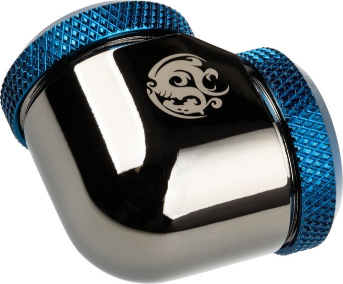 Përshtatës Bitspower 90°, 16mm Dual Multi Link, Black Sparkle Royal Blue