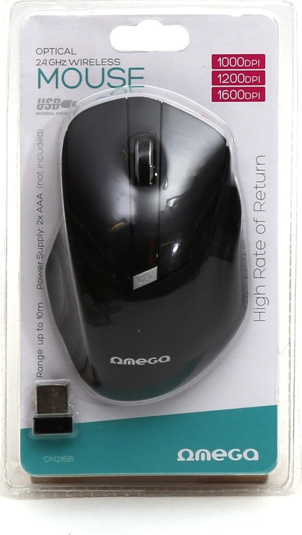 Maus wireless Omega OM216, 1600 DPI, 2.4GHz USB nano, i zi