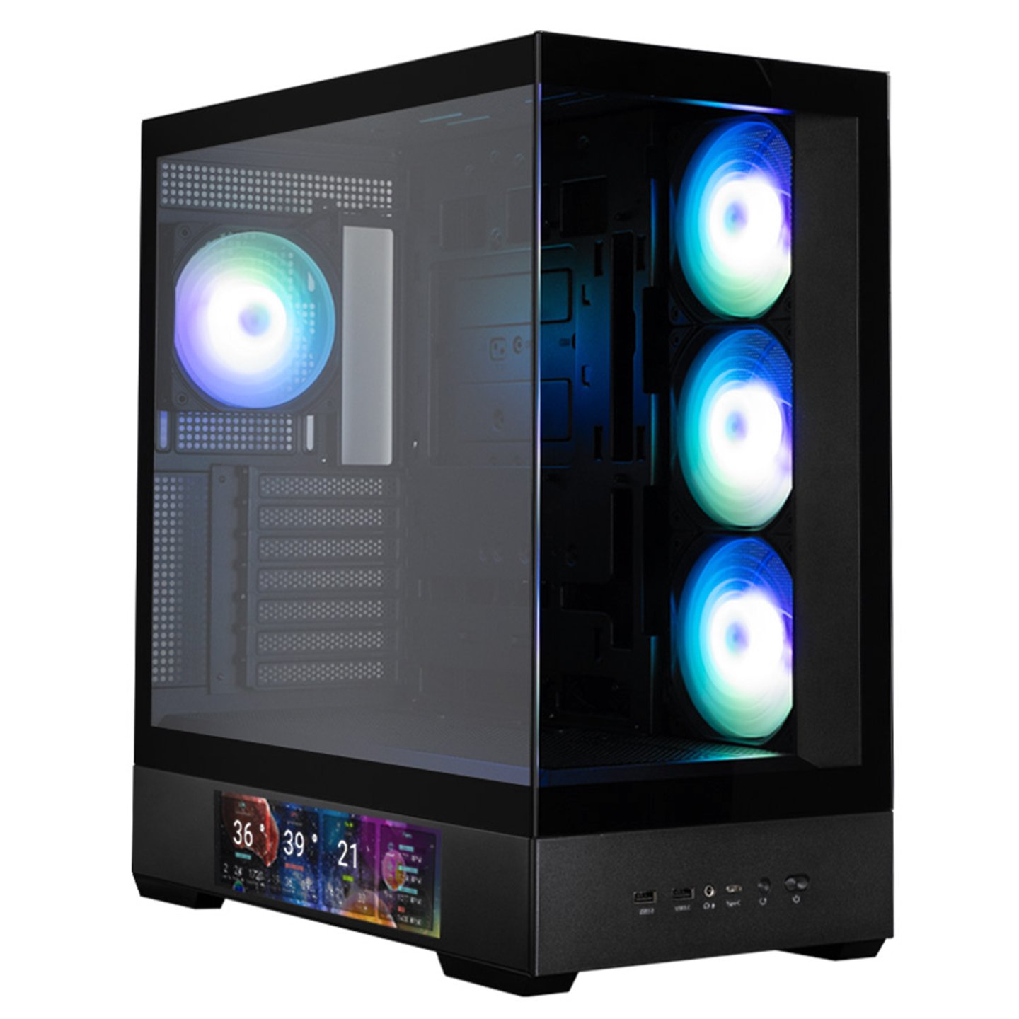 Kasë Gaming Zalman P40 DS – Ekran LCD 9.1″, 4× ARGB Fan, ATX Mid Tower – E Zezë