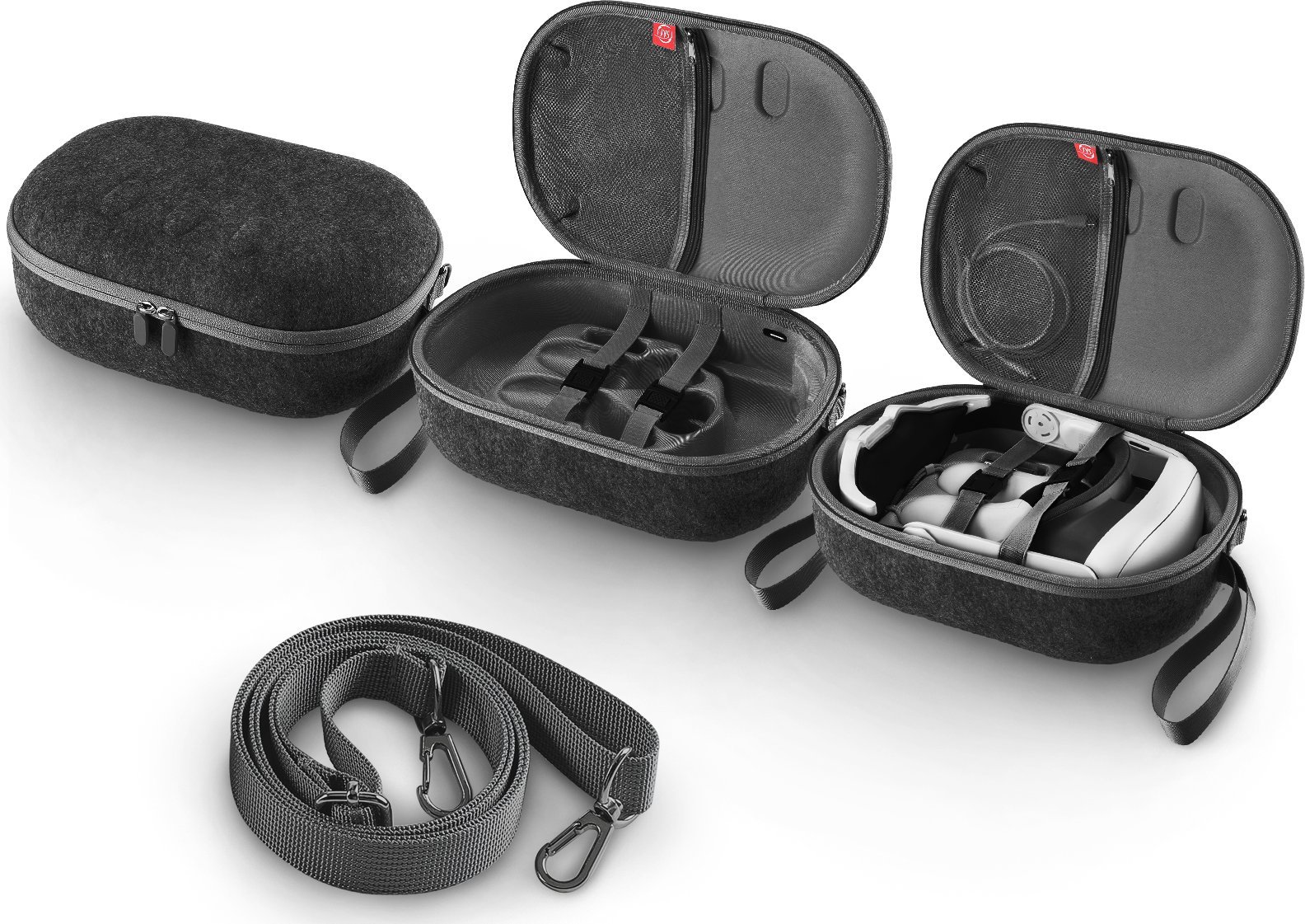 Çantë mbrojtëse JYS-MQ018 për Oculus Meta Quest 3, strukturë e fortë, me rrip shpatulle, gri