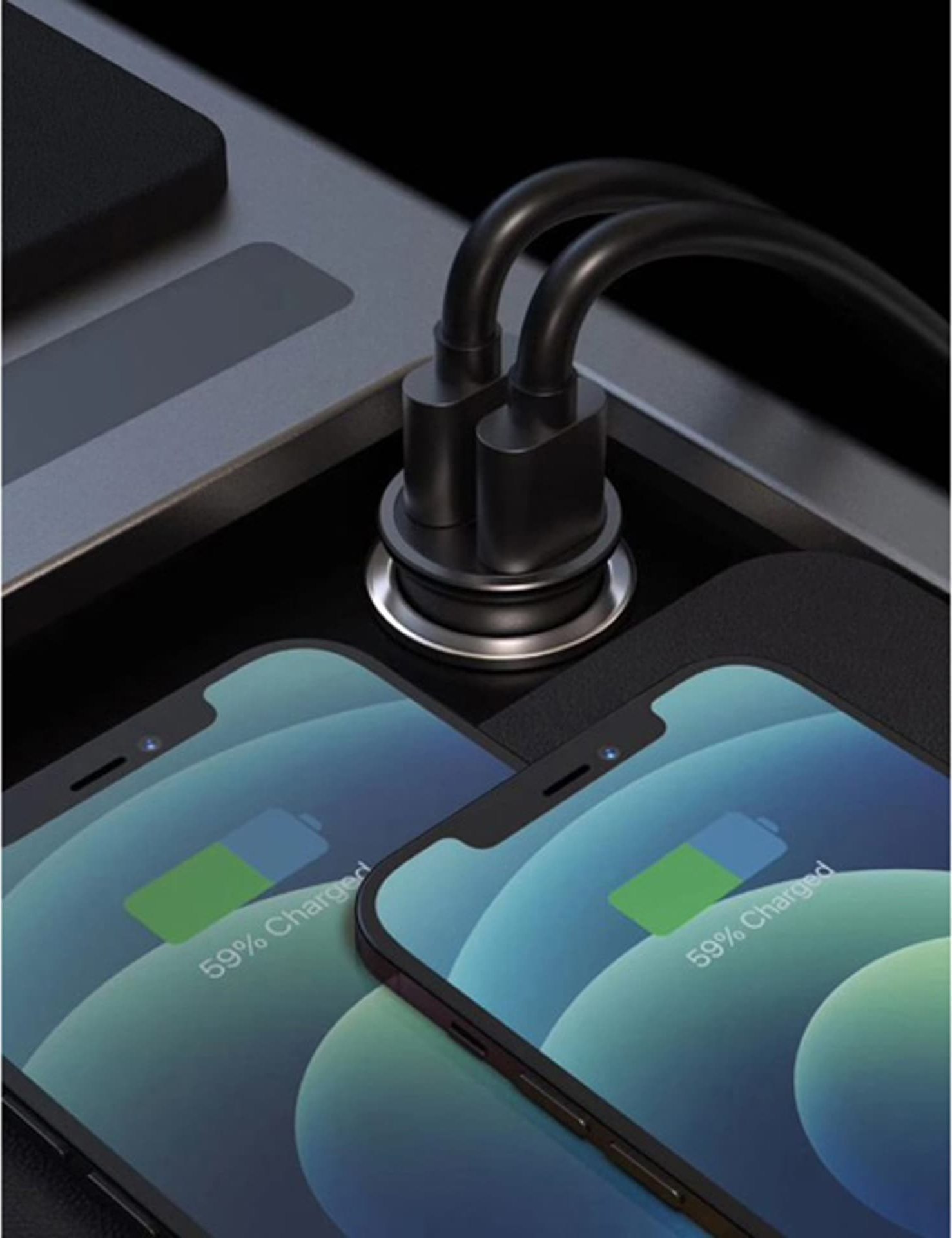 Полнач за автомобил Swissten CL адаптер, USB-C Power Delivery, Quick Charge 3.0 36W, црн металик