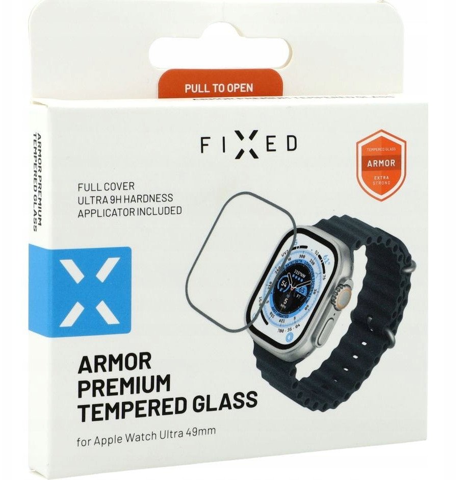 Xham mbrojtës FIXED Armor për Apple Watch Ultra 49mm, me aplikues, i zi