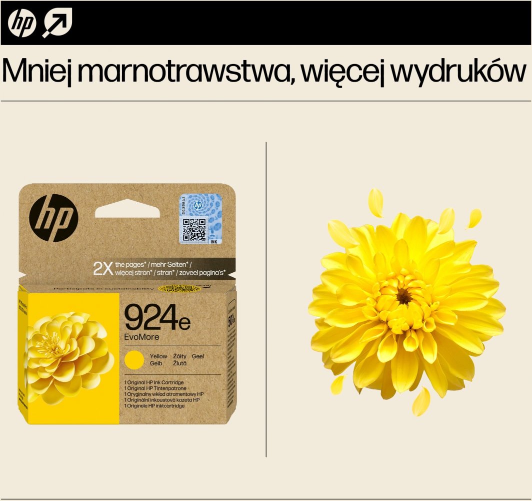 Ngjyrë printeri HP 924e, 800 faqe, e verdhë