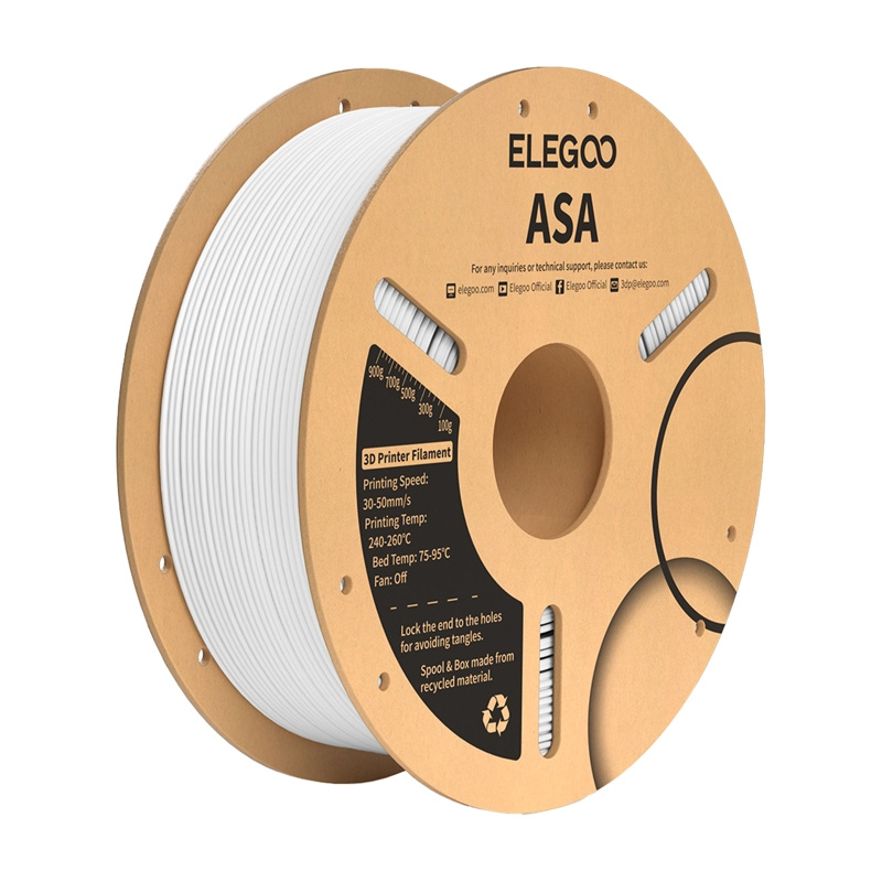 Filament 3D Elegoo ASA White, 1kg, 1.75mm, i bardhë