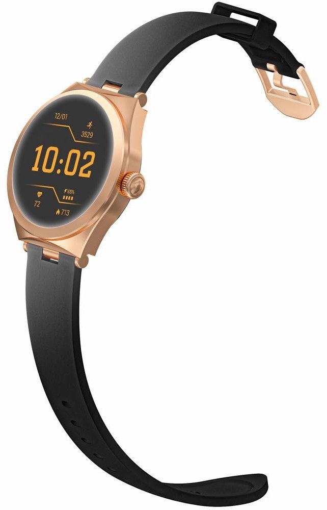 Smartwatch Gravity GT25-3, ekran i zi, kornizë rozë e artë