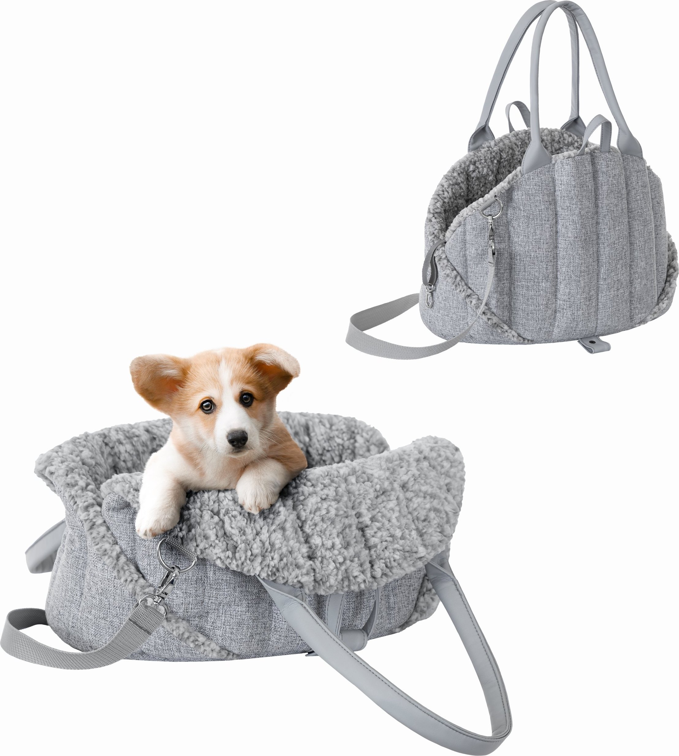 Çantë transporti për kafshë SEA SHELL 3 në 1, 38x24x28 cm, deri 5 kg, gri ash Inari