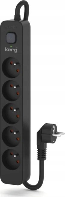Zgjatës elektrik Kerg, 5 presa, çelës ON OFF, 3m, 16A, i zi 2