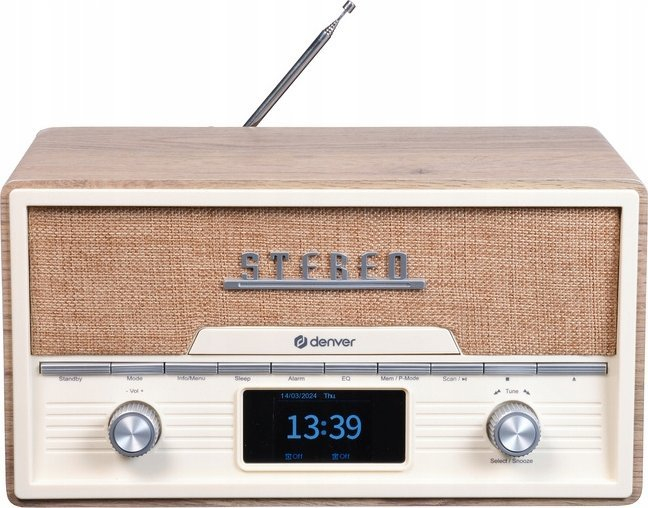 Radio retro Denver MDA-525LW, DAB+/FM, CD BT USB, dru i çelët argjendtë