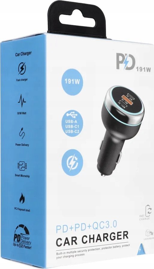 Karikues veture Baseus CC69 2C1A, USB QC 3.0, 2x Type C PD, 191W, i zi