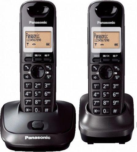 Telefon fiks Panasonic KX-TG2512PDT, 2 receptorë, i zi
