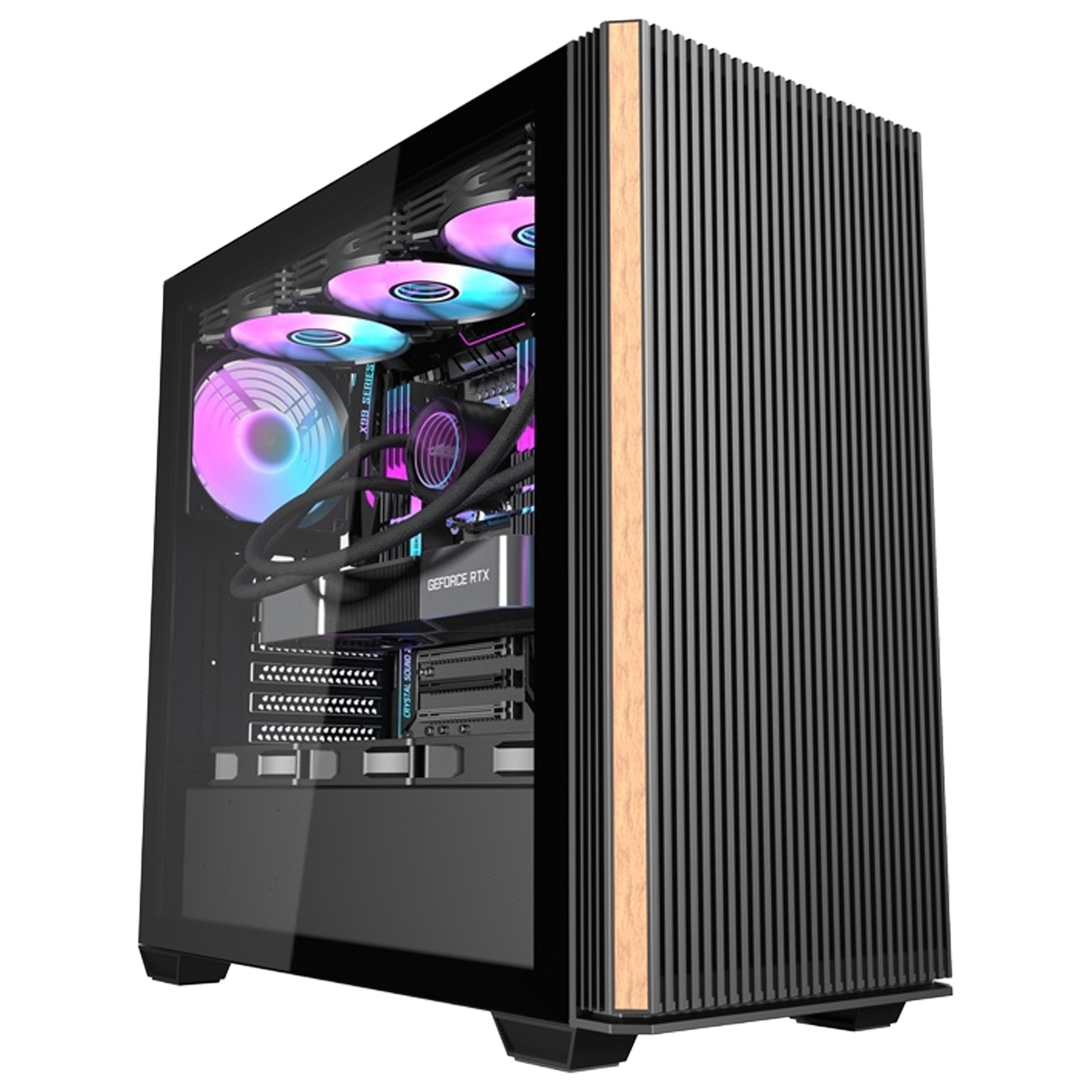 Kuti kompjuteri Darkflash DS900WS, ATX ITX, me 4 ventilatorë, e zezë