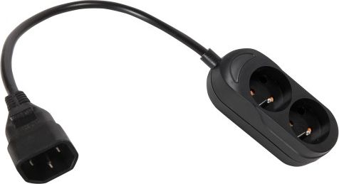 Adapter reduktues OEM për UPS, IEC C14 në 2x CEE 7/5, 30cm, i zi