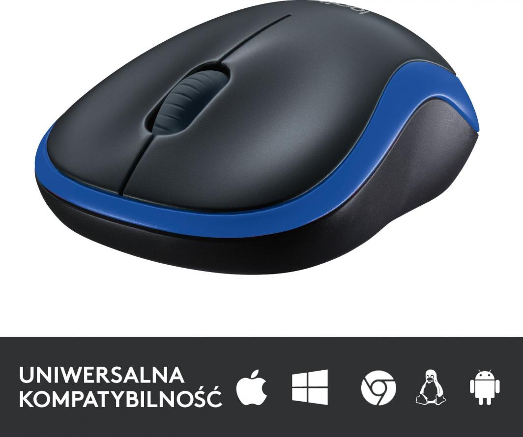 Maus Logitech M185, wireless, USB, i zi dhe i kaltërt