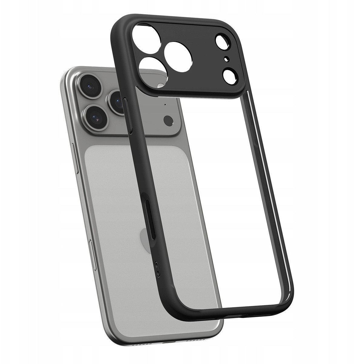 Mbulesë telefoni Spigen Ultra Hybrid për iPhone 17 Pro Max, transparente, kornizë e zezë