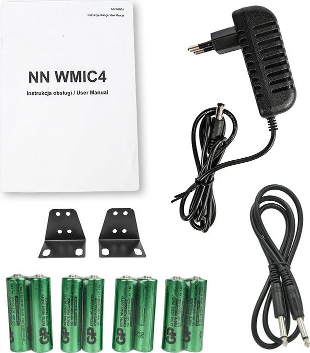 Sistem mikrofonësh pa tel NN WMIC4, 4 kanale UHF, me 3 mikrofona dore dhe headset, i zi