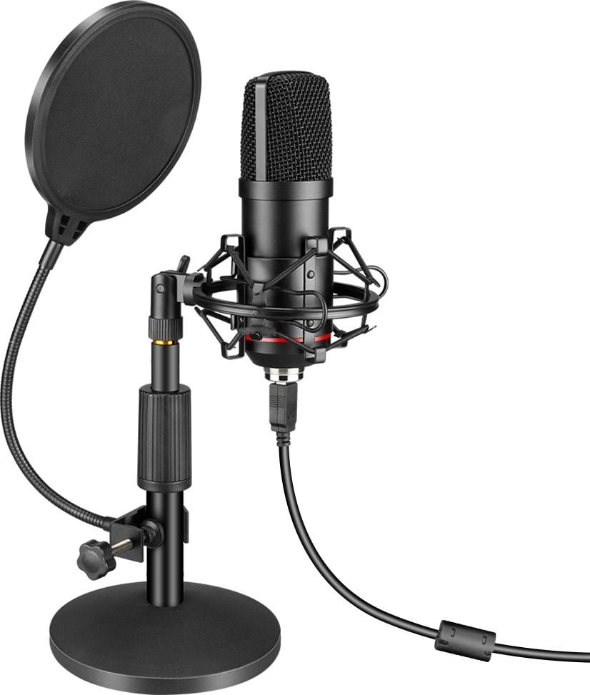Mikrofon gaming Mozos MKIT-900PRO USB, set studio me krah 80 cm, i zi