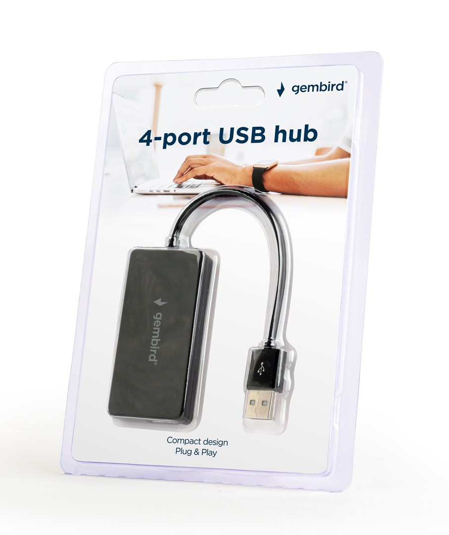 USB hub Gembird UHB-U2P4-04, 4 porte, USB 2.0, e zezë