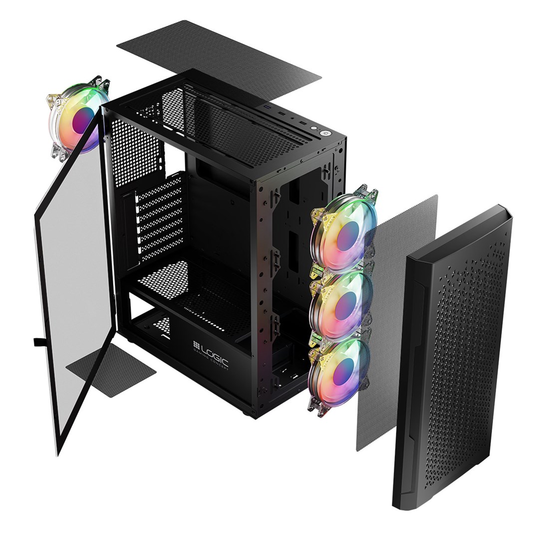 Kutia kompjuterike Logic Concept Aramis, MIDI Tower, ARGB, e zezë
