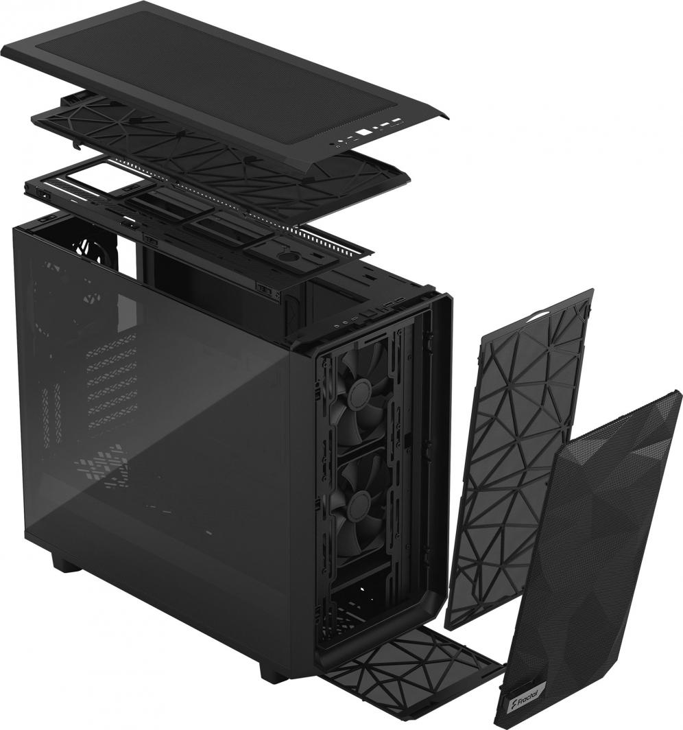 Куќиште за компјутер Fractal Design Meshify 2 TG Light Tint, Црна, Midi Tower