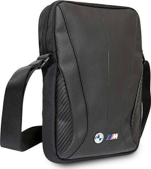 Çantë shpatulle BMW Motorsport Shoulder Bag Medium, deri 10", najlon efekt karboni, e zezë