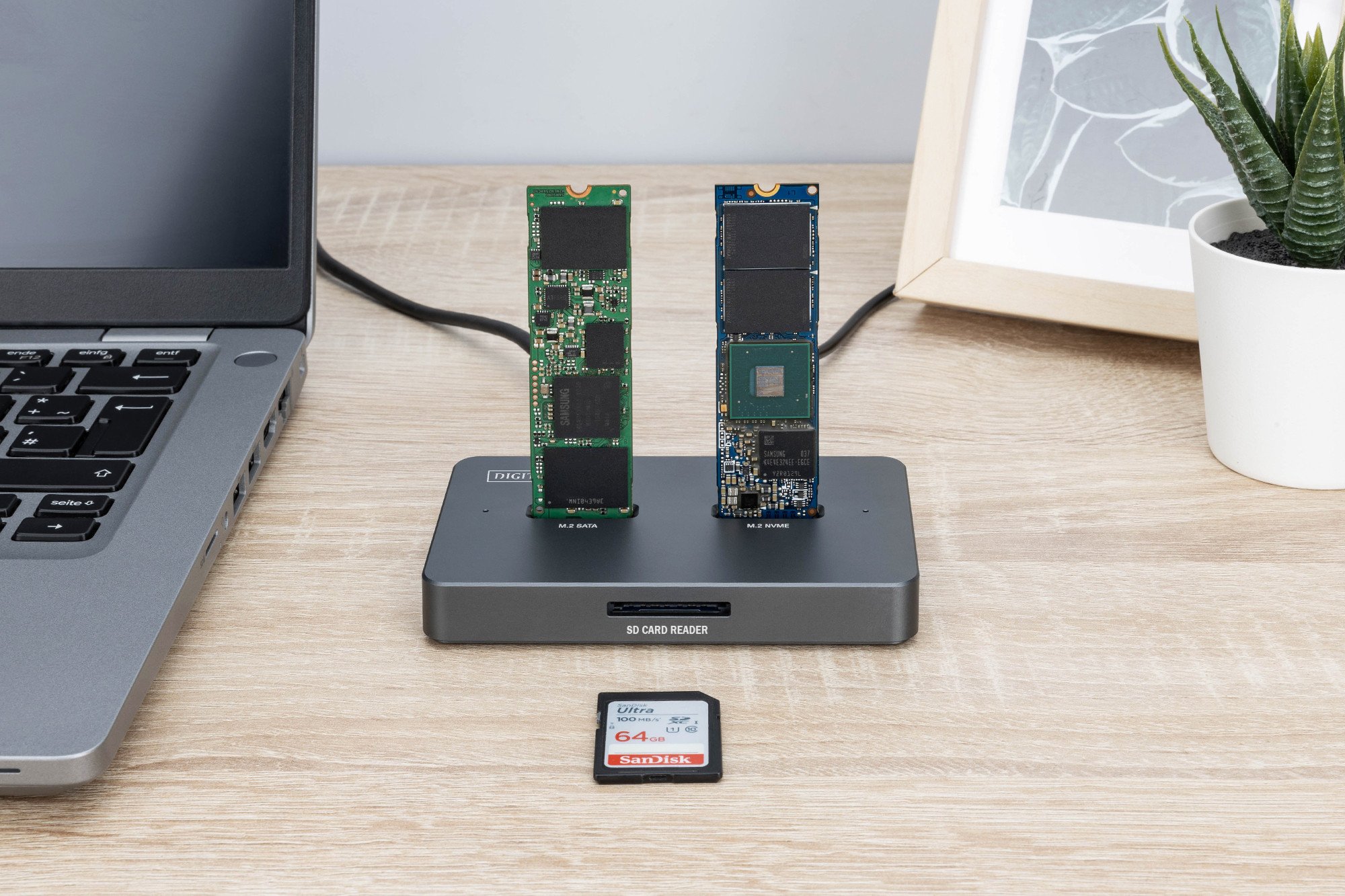 Doking stacion Digitus DA-71142, M.2 NVMe dhe M.2 SATA, USB C, gri