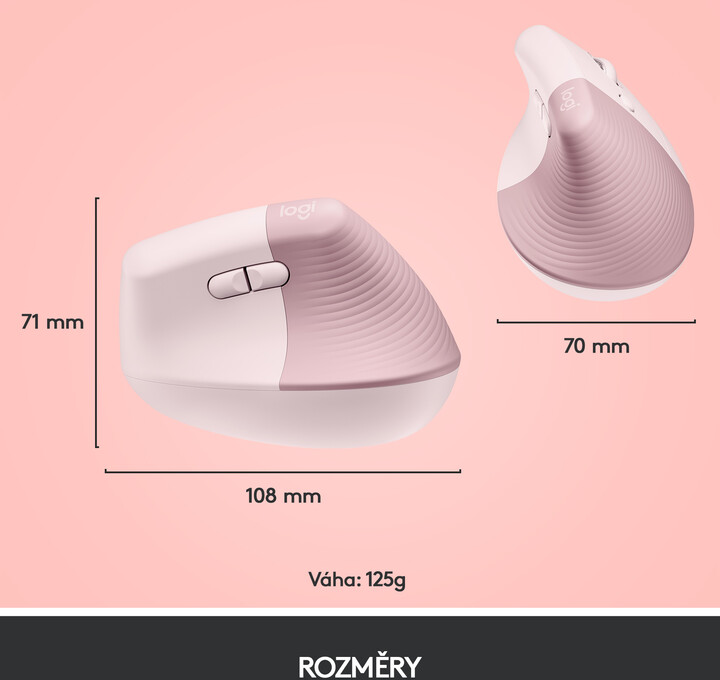 Maus wireless Logitech Lift, rozë
