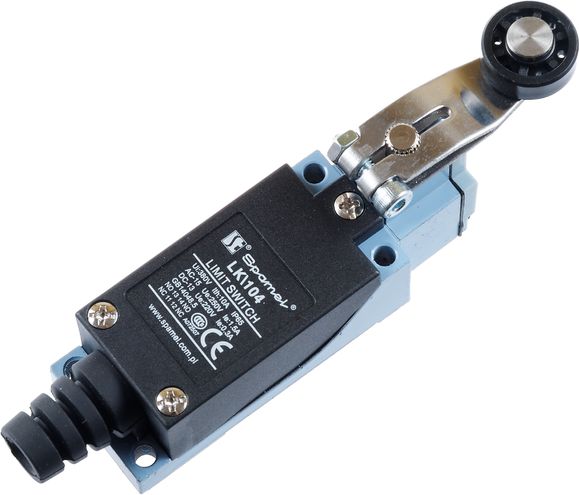 Limit switch Spamel LK104, 1NO 1NC, levë me rrotull, metal plastike