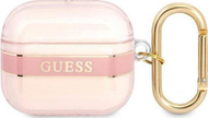 Mbulesë mbrojtëse Guess Strap Collection për AirPods 3, me rrip dekorativ, rozë