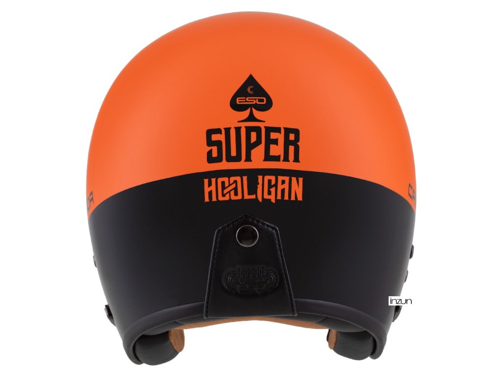 Helmetë moto CASSIDA ESO Super Hooligan, ECE 22.06, open face, e zezë portokalli perlë